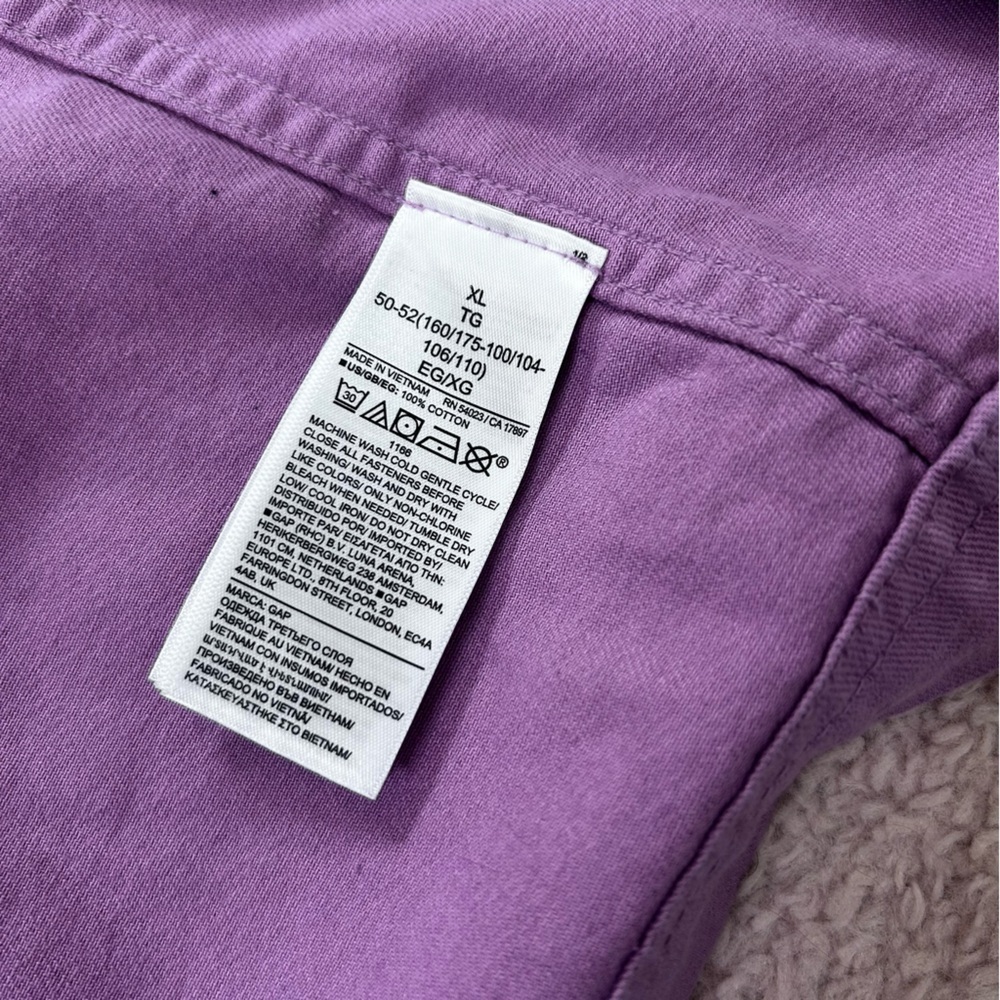 GAP Pastel Lilac Purple Utility Jacket Size XL Spring Easter 100% Cotton - Picture 4 of 15